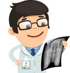 illustration radiologiste souriant&nbsp;hanches